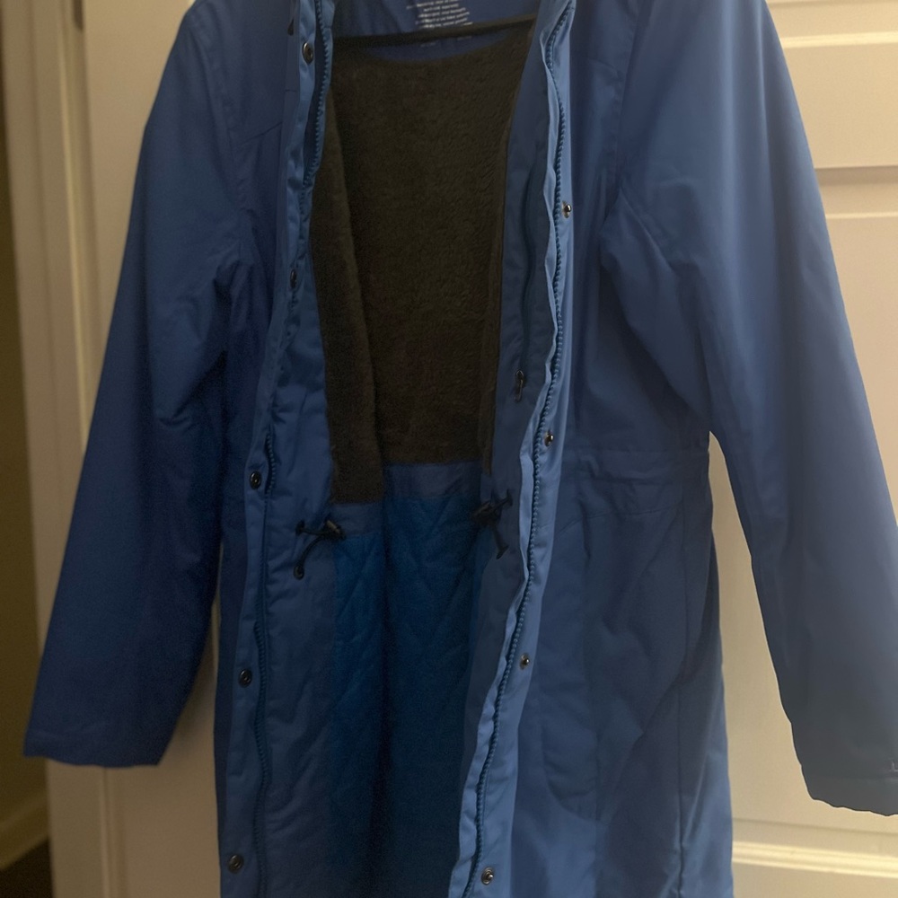 Blue Hooded Long Coat